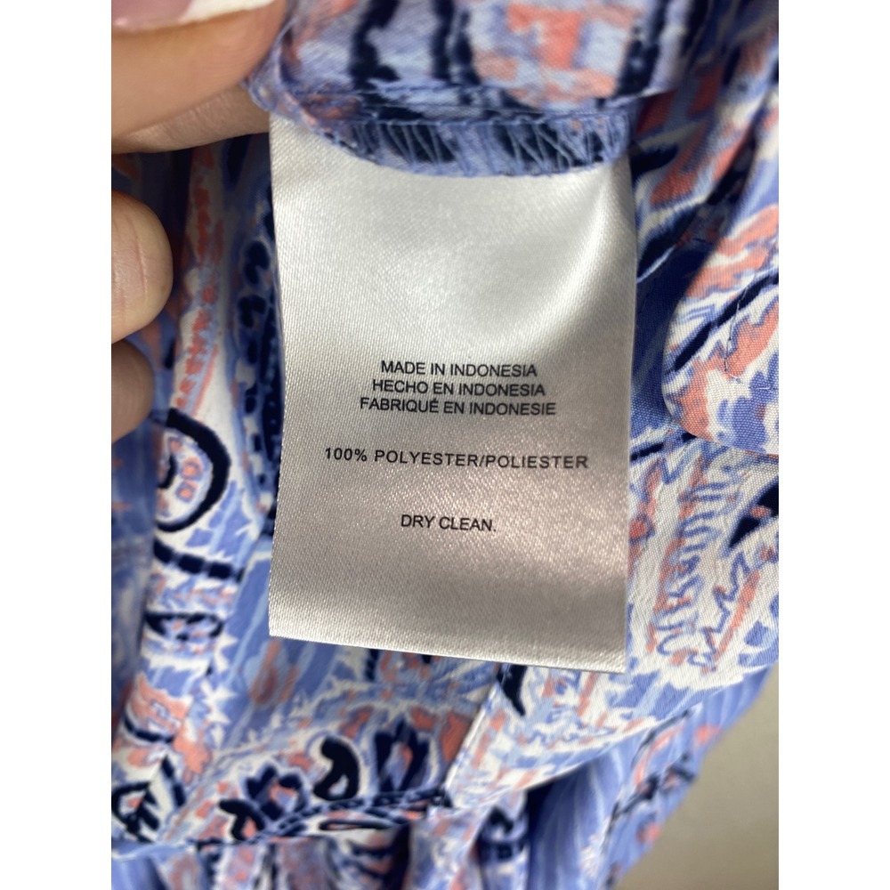 NWT Jones New York M Belted Paisley Midi Dress Pastel Blue Pink Pockets Relaxed - Picture 6 of 8